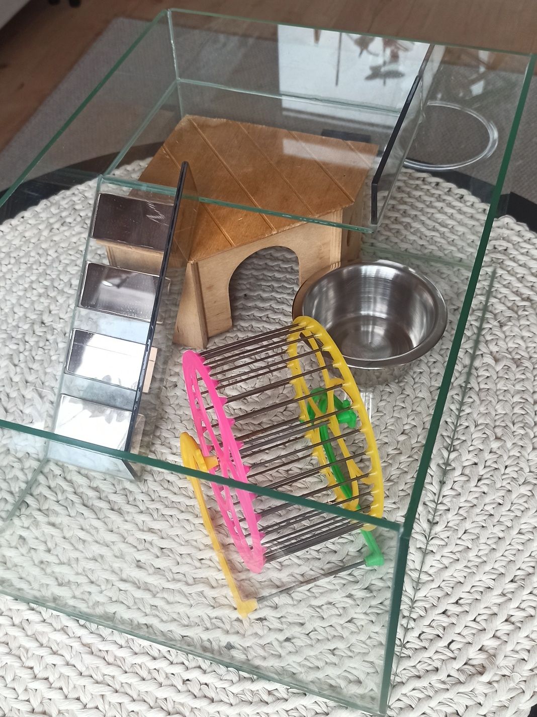 Szklany domek dla chomika z balkonikiem i schodkami + gratisy!