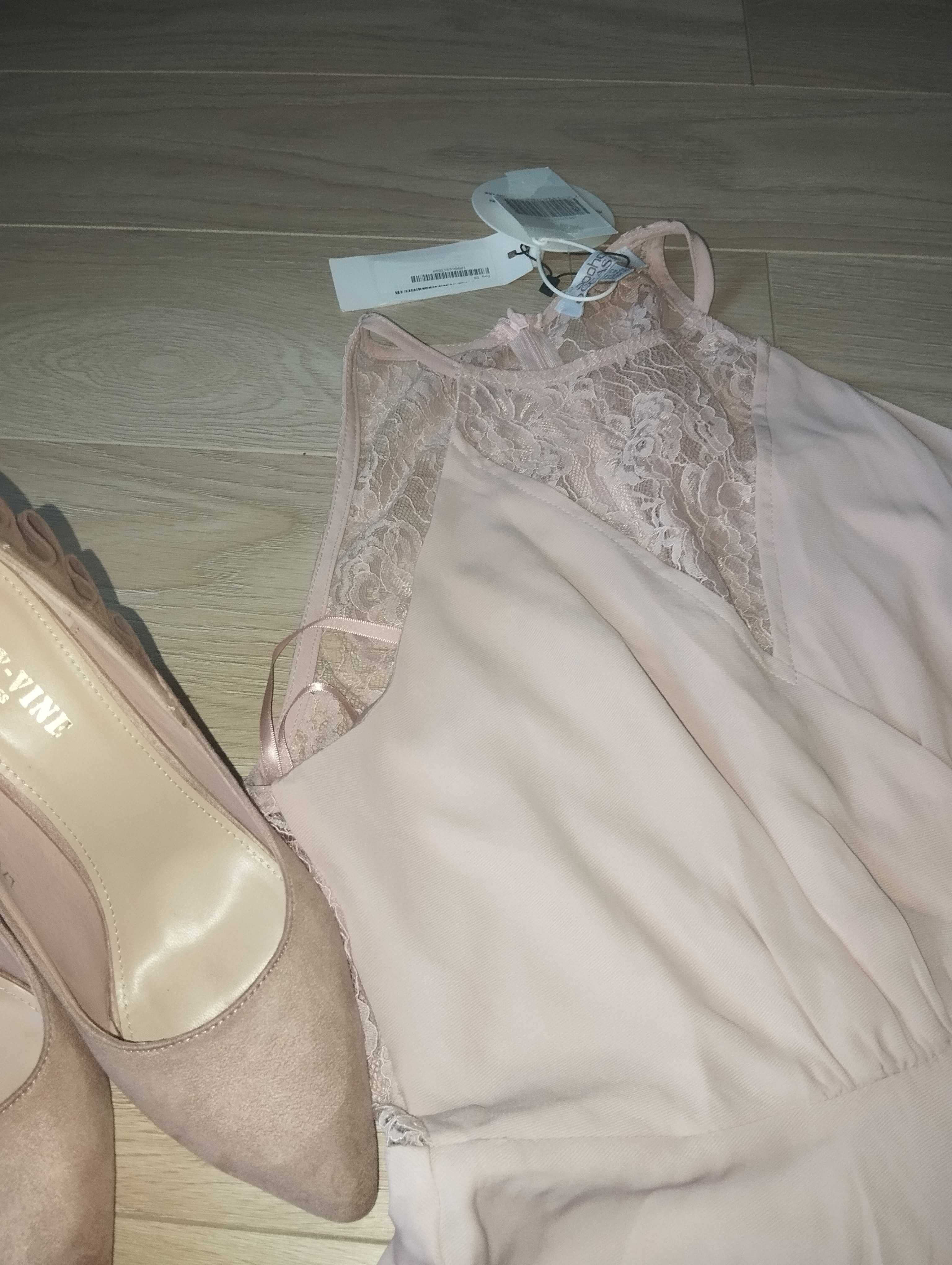 Sukienka różowa MIDI za kolano  Boohoo elegancka zmysłowa 40/12