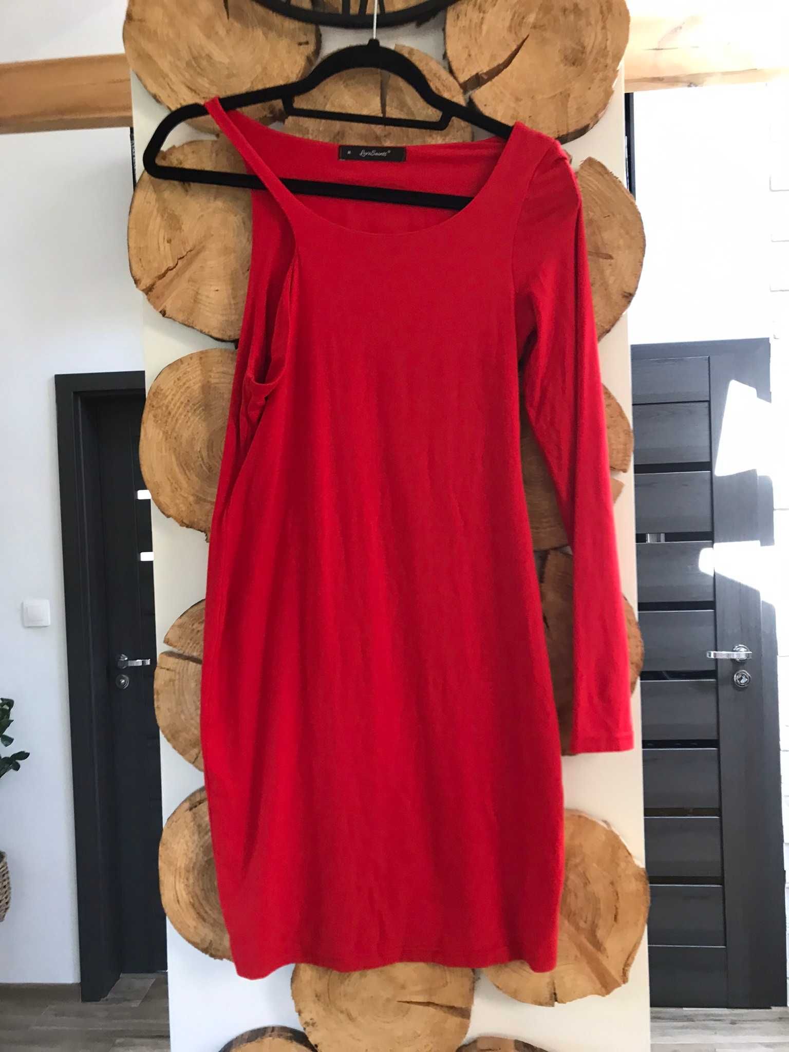 Asymetryczna czerwona sukienka na jedno ramię LoveSaints