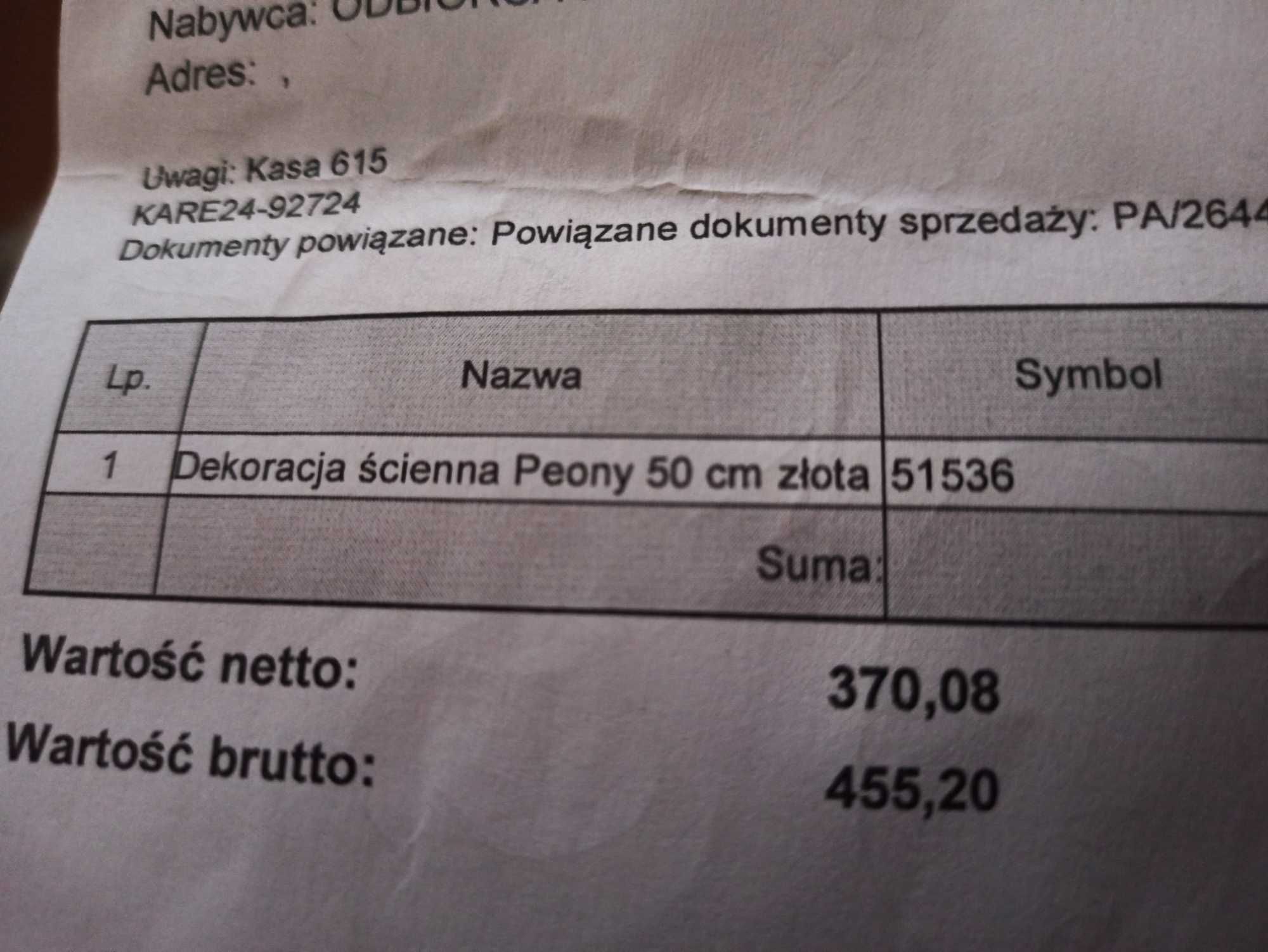 Kare Design Złota Piwonia, naprawdę niezwykła.