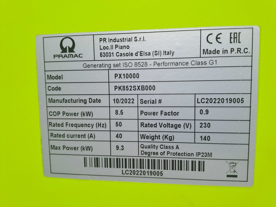 PX10000 Agregat / generator prądotwórczy moc 8.5kW/230V/AVR
