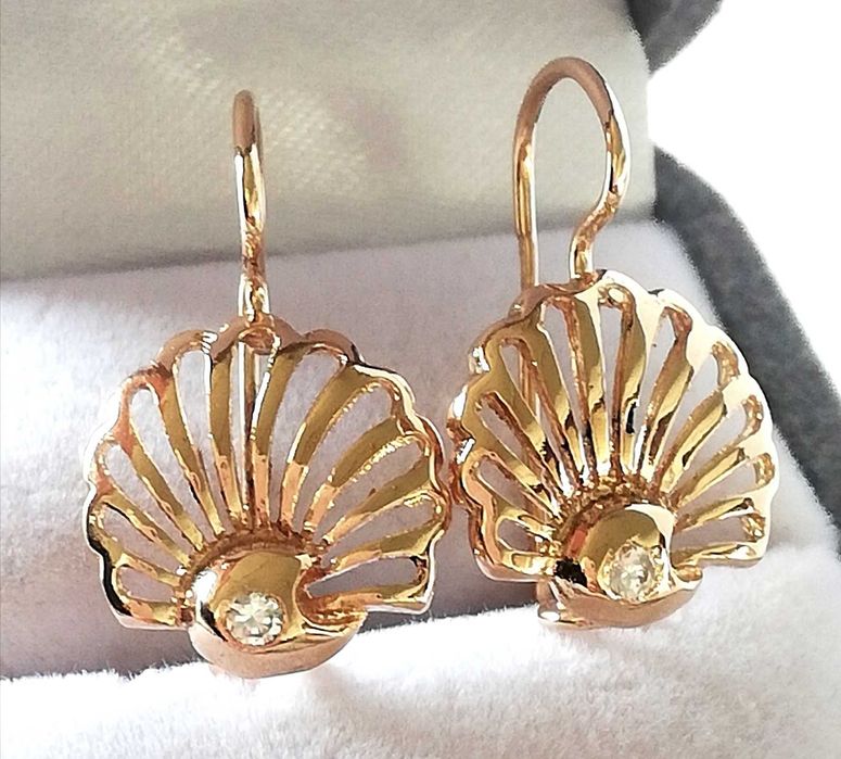 ZŁOTE kolczyki bajkowe cuda Lśniące błyszczące p585