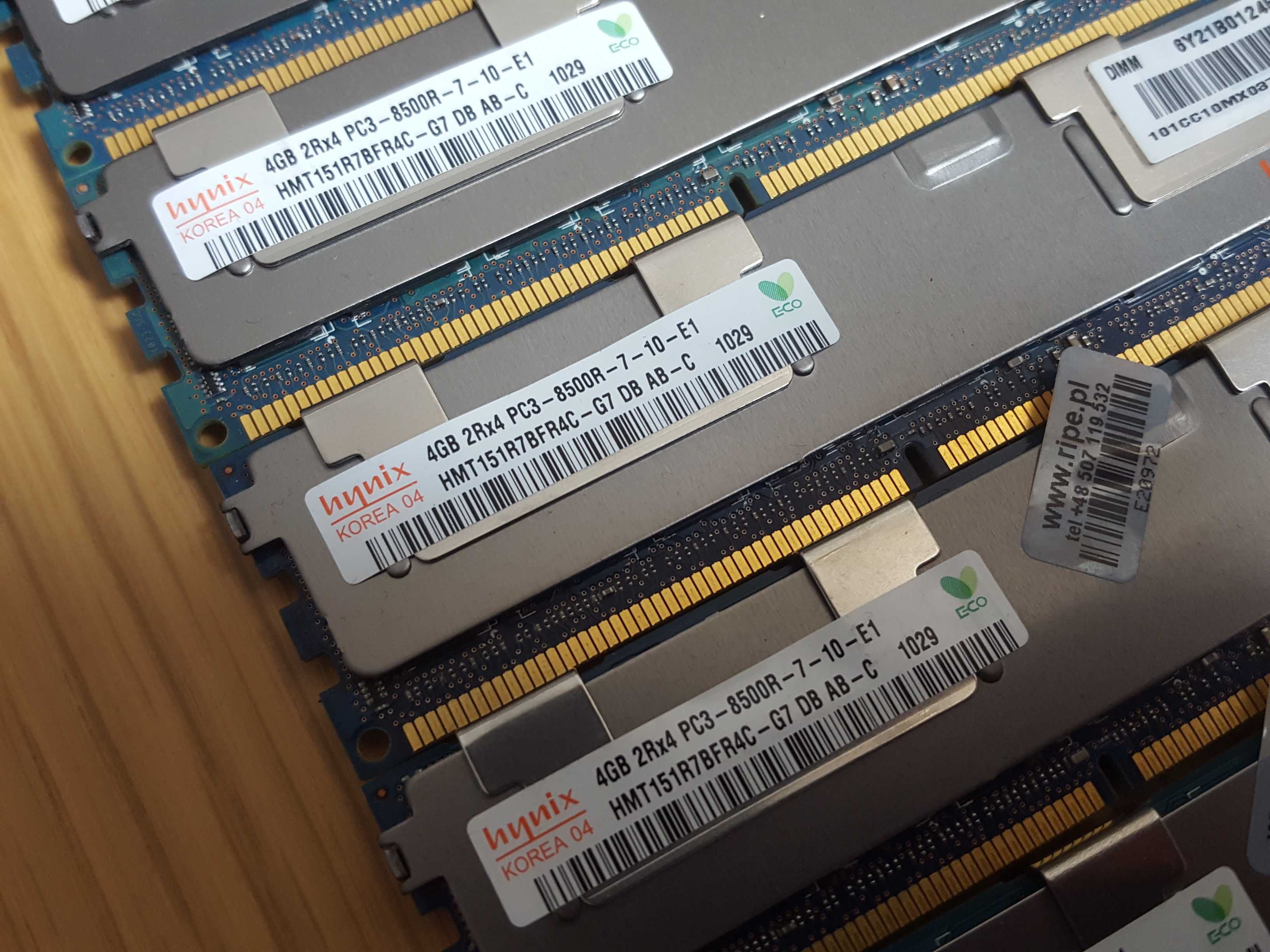 Ram Pamięć 32GB Hynix 8 Kości po 4GB DDR3 1066MHz PC3-8500R RDIMM ECC