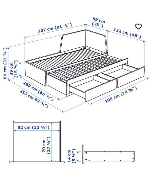 Leżanka/łóżko młodzieżowe Ikea Flekke