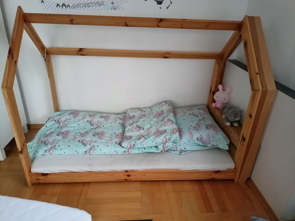 Łóżeczko łóżko dla dzieci drewniane domek