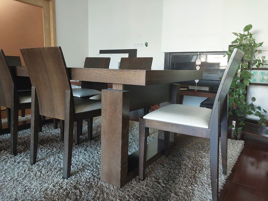 Mesa sala de jantar c/ cadeiras. 2,20mx1,00 m