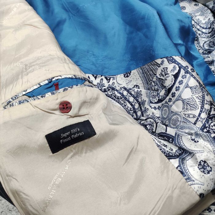 MĘSKA Elegancka PREMIUM Marynarka Paski Granat Tommy Hilfiger Wełna