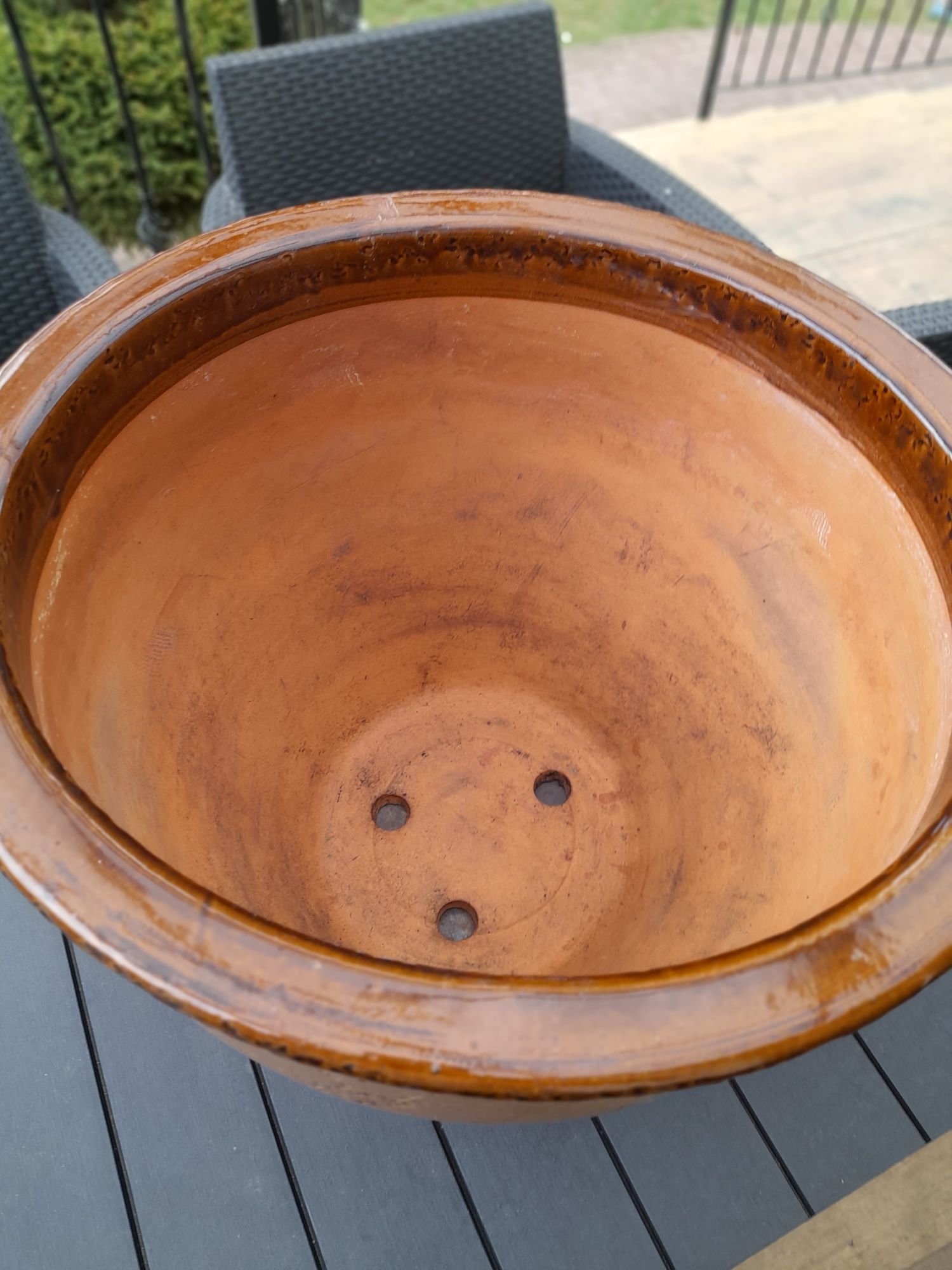 Piękna duża donica ceramiczna szkliwiona