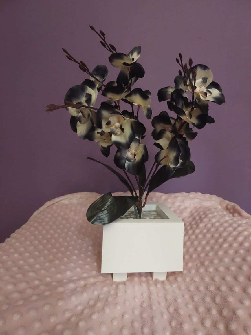 Nowy biało czarny storczyk pięcio-pędowy orchidea kwiaty sztuczne