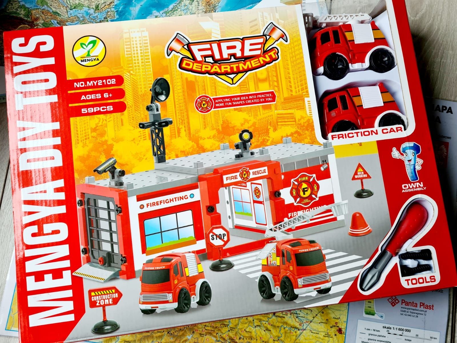 Wyprzedaż! Nowy zestaw Remiza Straż Pożarna pojazdy klocki - zabawki