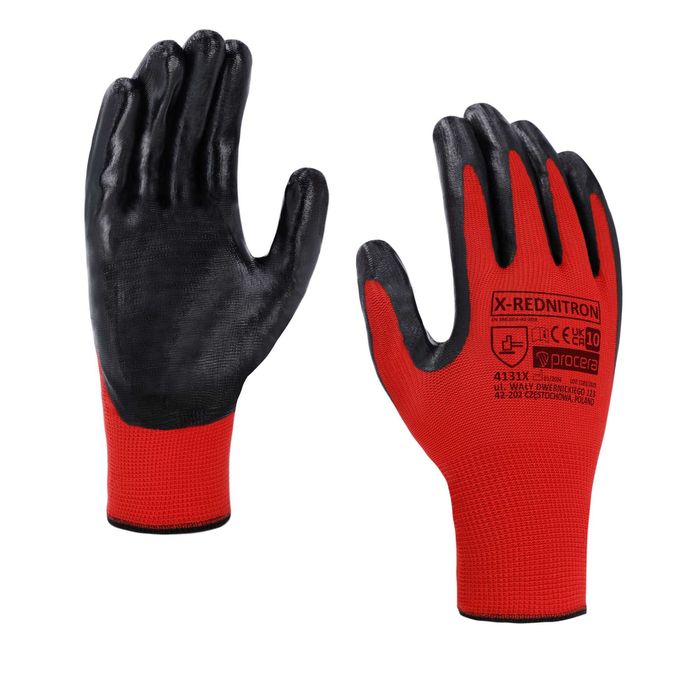 Rękawiczki Robocze Nitrylowe Odporne na Smary - 3 PARY - Rozm. 10 (XL)