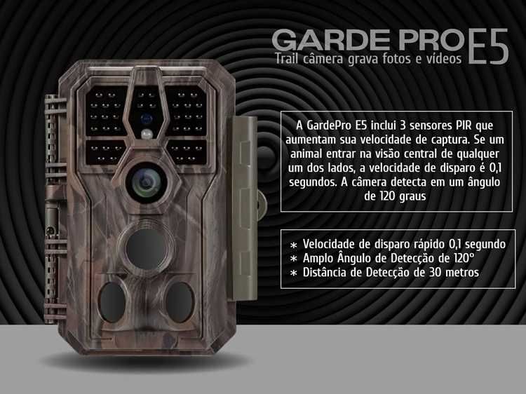 Câmera vigilância Garde Pro E5 grava fotos e vídeos 48MP
