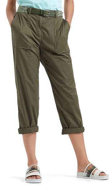 Marc Cain__Cienkie spodnie khaki nogawka roll-up__36 /j.nowe