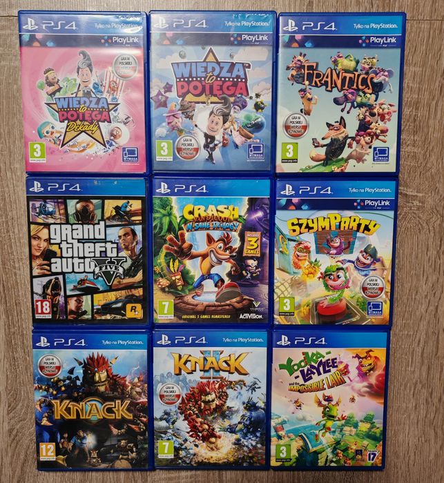 Gry na ps4 9 szt./niektóre kompatybilne z ps5/ stan bdb