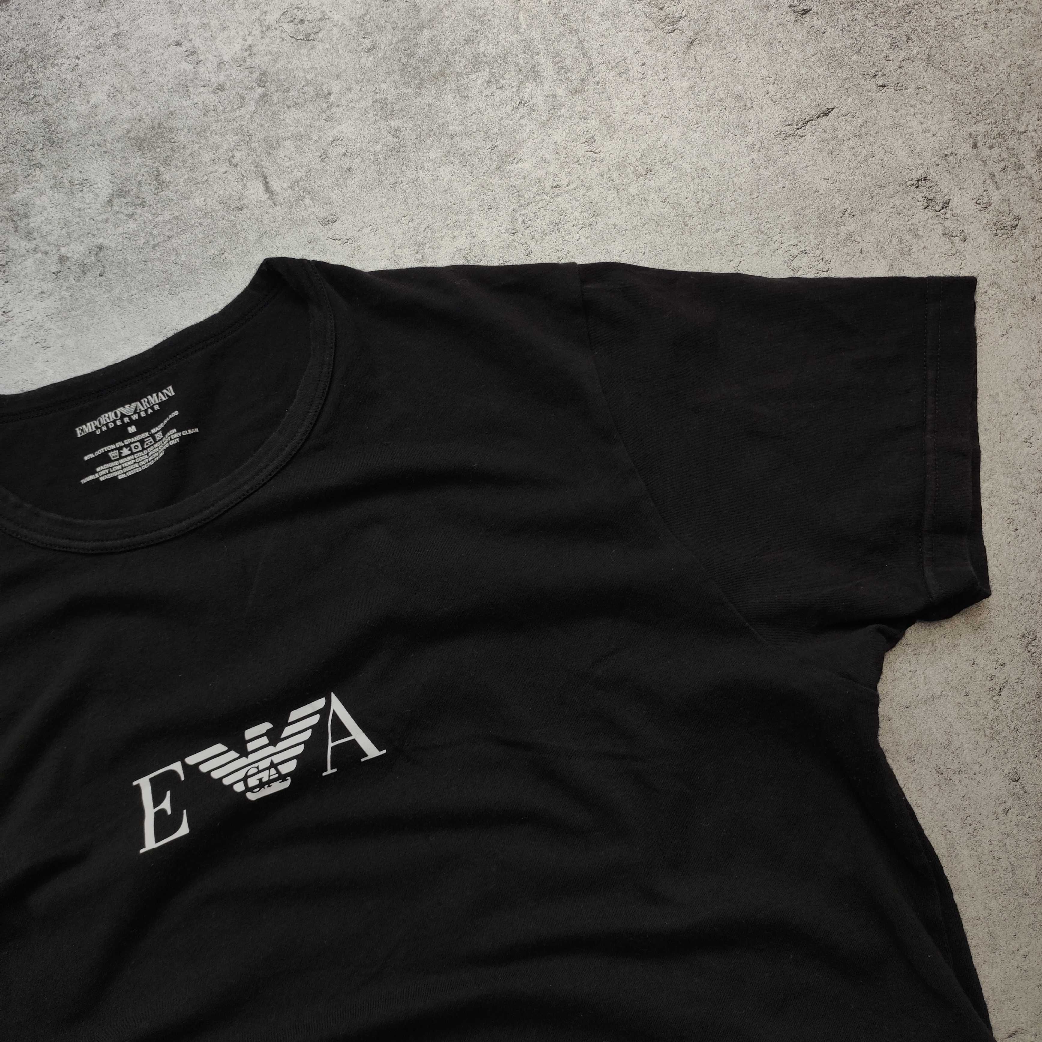 MĘSKA Koszulka Czarna Elastyczna PREMIUM Emprio Armani EA7 Casual Logo