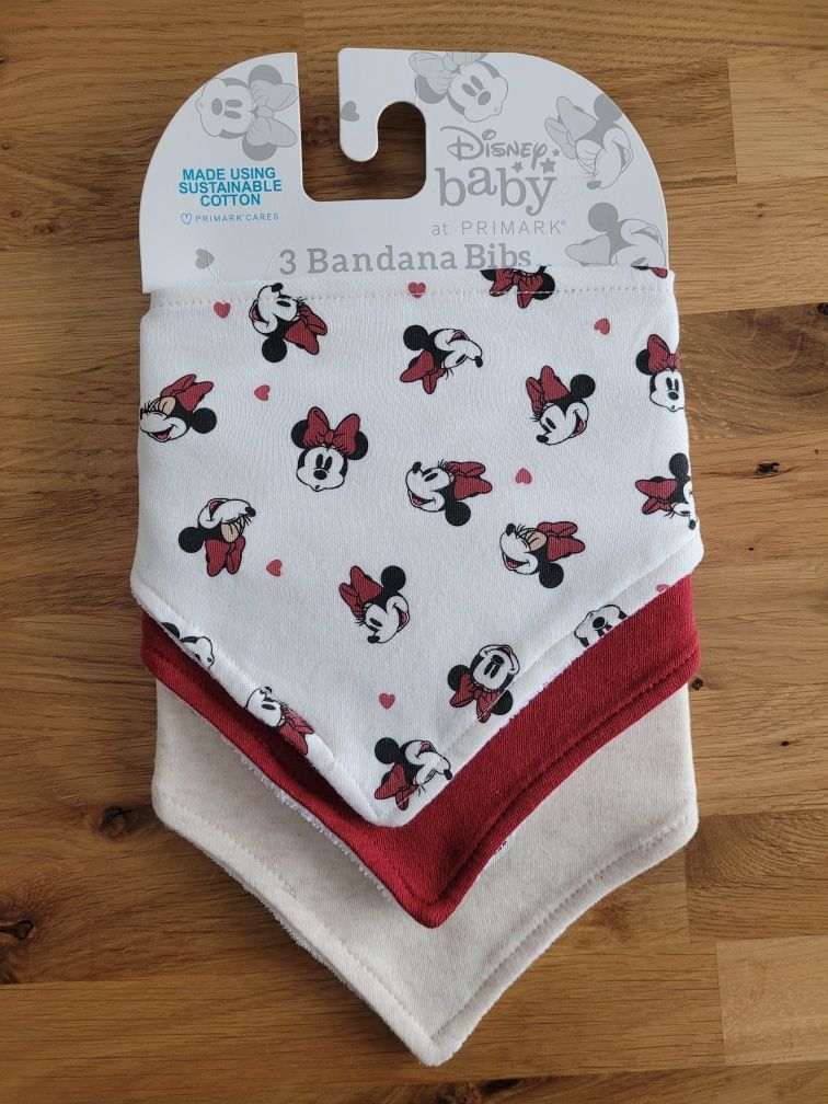 Chustki apaszki śliniaki niemowlęce Primark Minnie Mouse Disney 3pack
