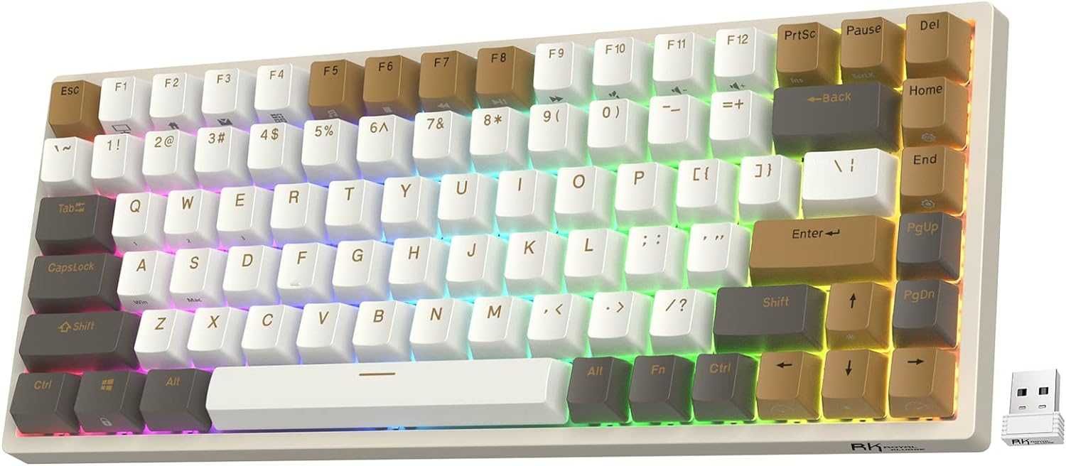 Teclado mecânico RK84 RGB Edição limitada, Bluetooth/2.4Ghz/USB
