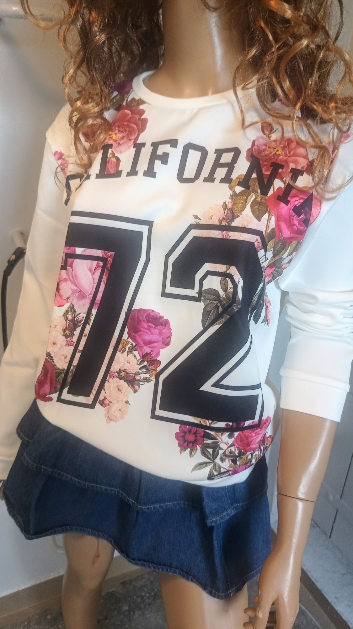 Piękna bluza w kwiaty Ecru M/L