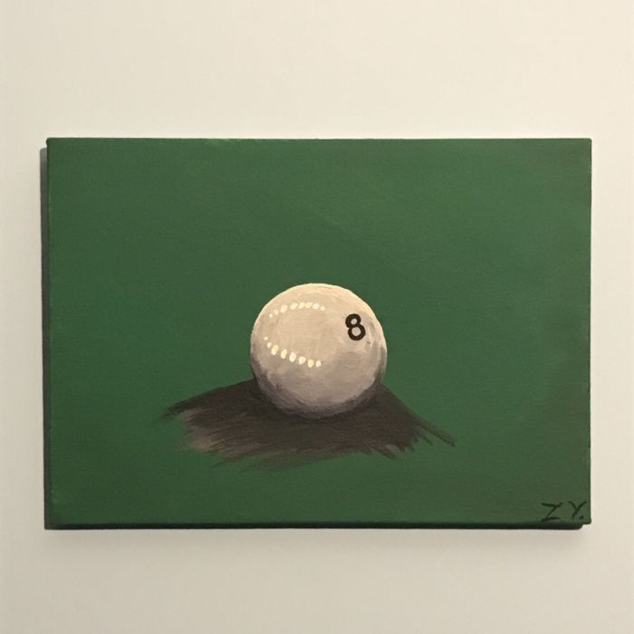 Картина Шар, мяч, сфера, бильярд, биллиард, холст, акрил, 25х35 см.