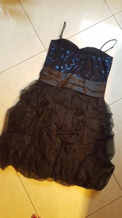 sukienka czarno-granatowa z cekinami rozmiar 38