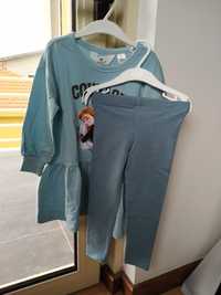 Conjunto de vestido da Frozen com leggings azuis da H&M