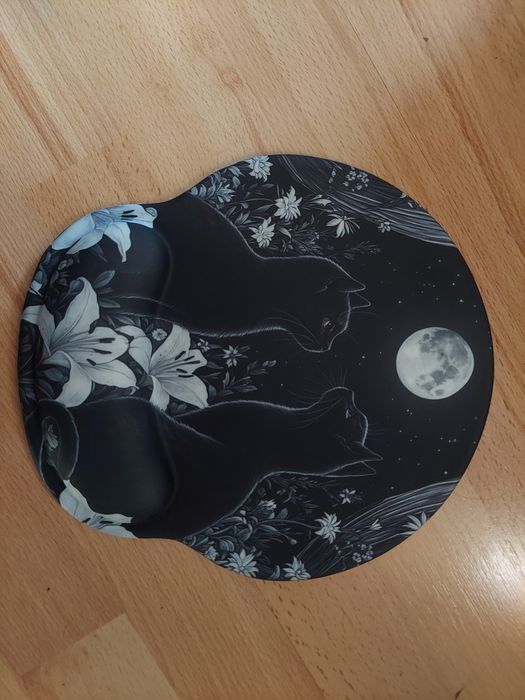 podkładka pod mysz z poduszką pod nadgarstek | koty | kotki | księżyc