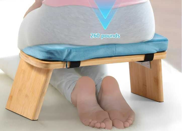 Bamboo Meditation Bench, Folding Meditation Stool with Non-Slip Design
