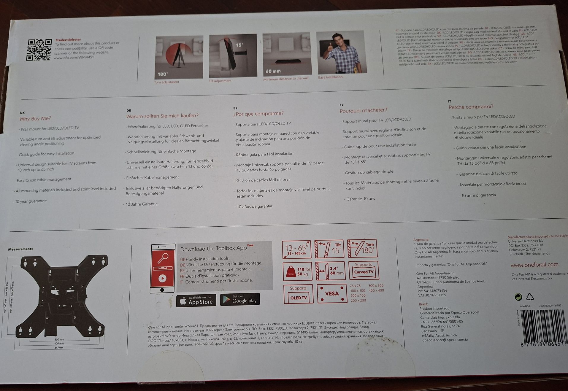 Suporte de TV ONE FOR ALL WM 4451