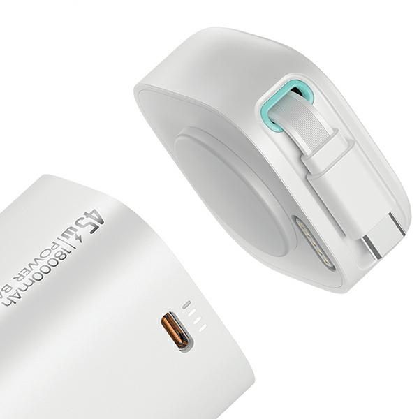 USAMS Powerbank ze zwijanym kablem USB-CRetractable 18000 mAh PD45W