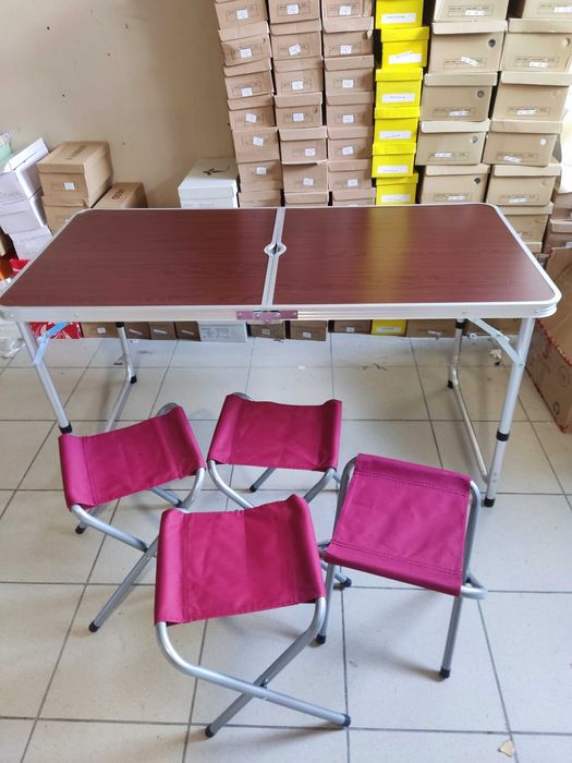 Стол алюминиевый усиленный раскладной для пикника + 4 стула, чемодан