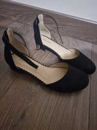 Buty czółenka na pasek obcasik czarne dla dziewczynki r. 33 eleganckie