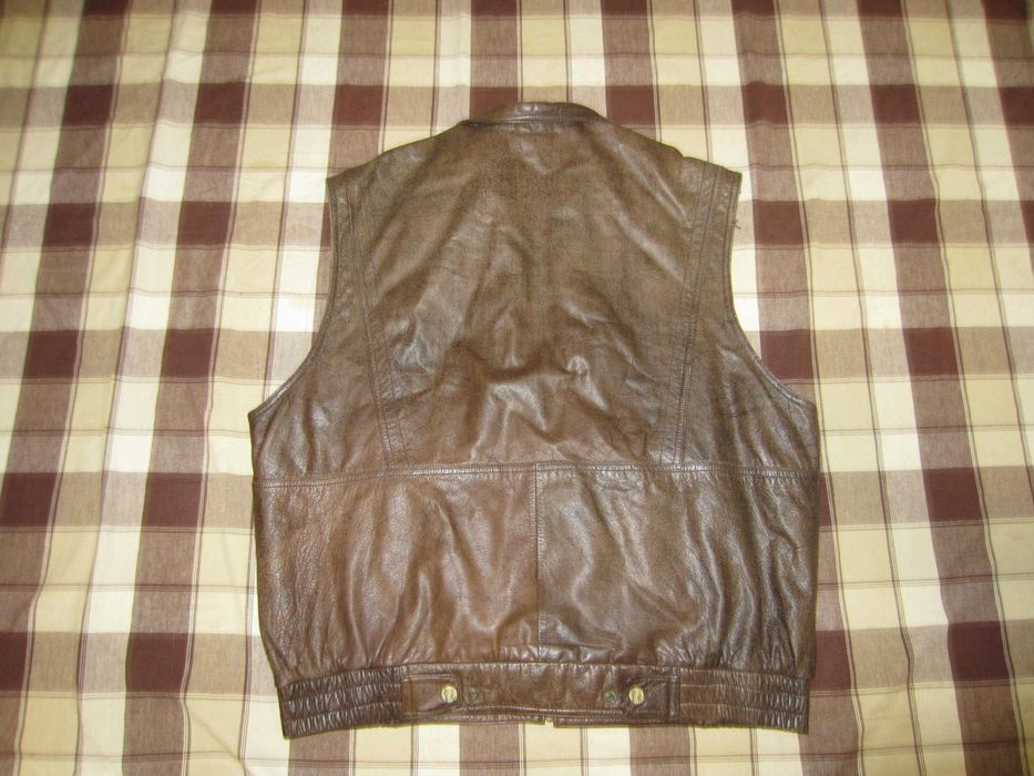 Кожаная мото жилетка с карманами ,мотожилетка XXXL Trapper Косуха