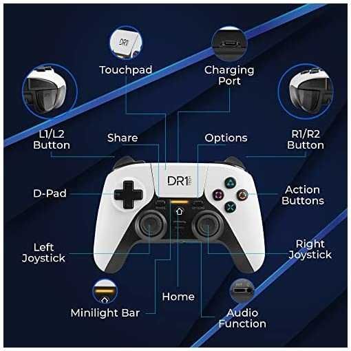 Kontroler bezprzewodowy DR1TECH Shock Pad PS4/PS3/PS5/PC Czarny NOWY