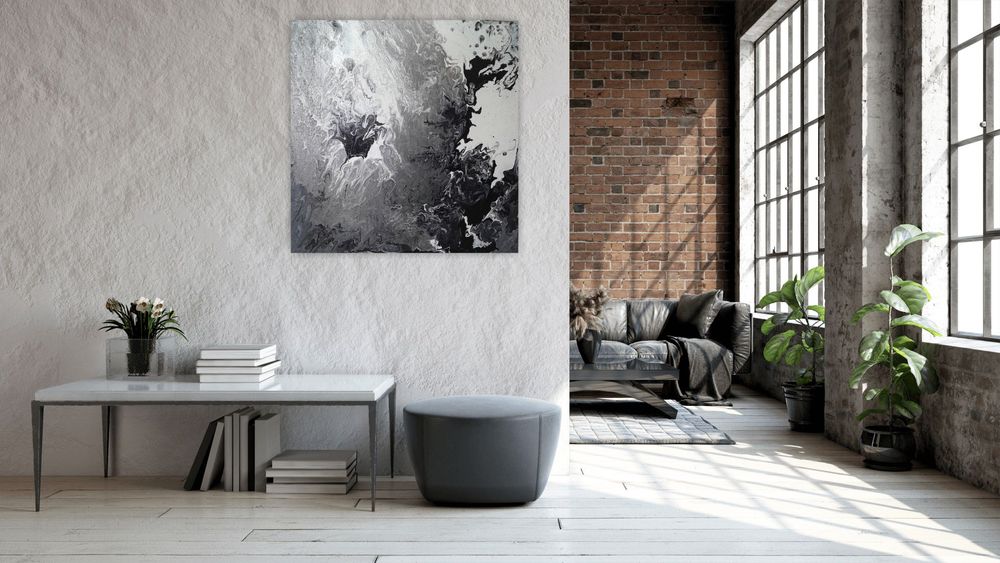 Obraz abstrakcja pouring 50 X 50 Ukryta Twarz