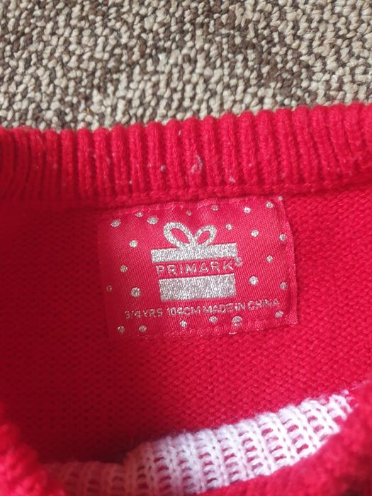 Новогодний свитер с оленем next primark 3-4 новорічний светр 104-110