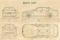 BMW E60 model grawerowany laserowo w drewnie, A4