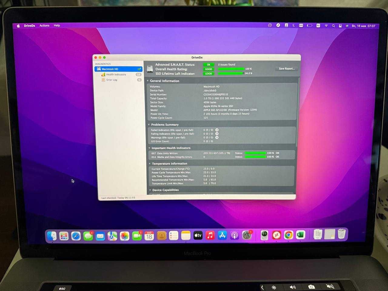 Apple Macbook Pro 15 2018 i7 2.6Ghz (32gb RAM / 1tb SSD) A1990