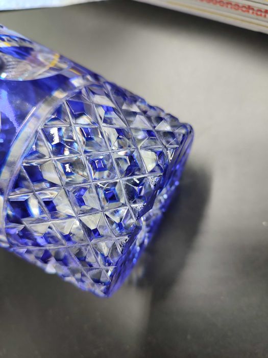 Duży Kryształowy wazon - Kobalt - Ciekawy - 2493