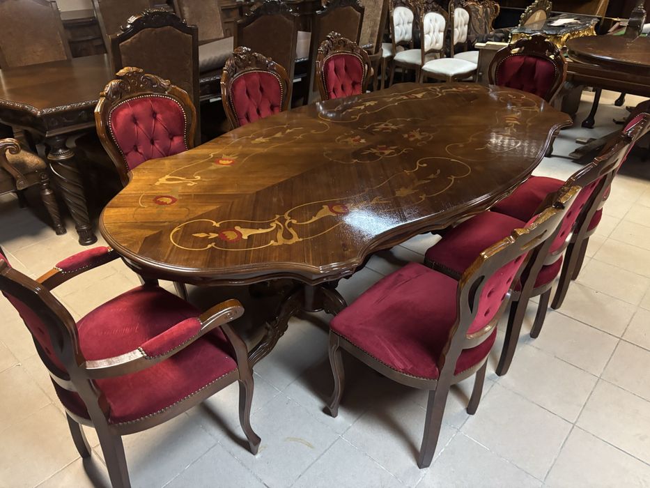 Zestaw włoski stylowy stół na 10 osób 8 krzeseł meble stylowe italy