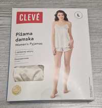 Nowa satynowa piżama damska kremowa Cleve rozmiar L