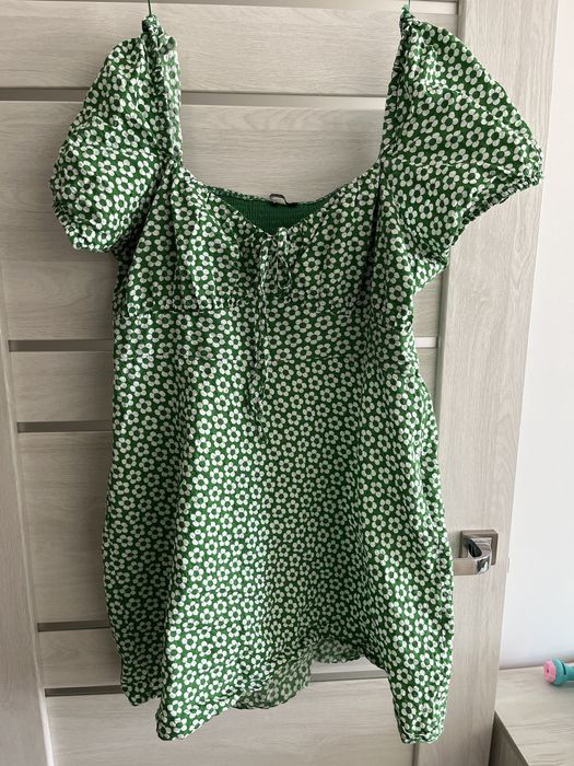Сукня в квіточки біло-зелена new look