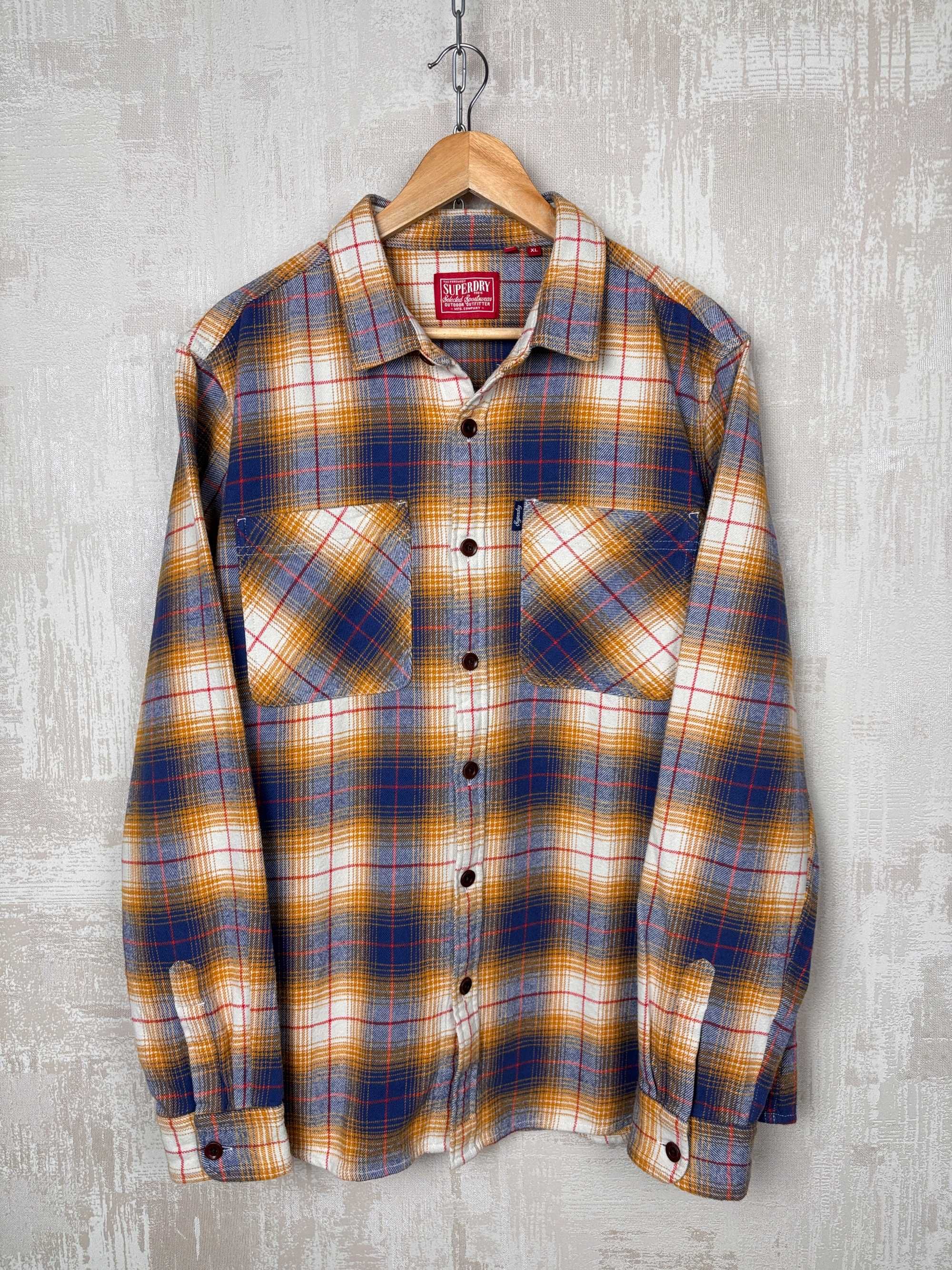 SuperDry щільна фланелева чоловіча сорочка в клітинку розмір XL