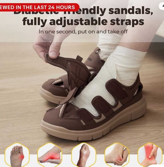 FitVille США Діабетичні ортопедичі сандалі туфлі капці р.49-50 32,5см