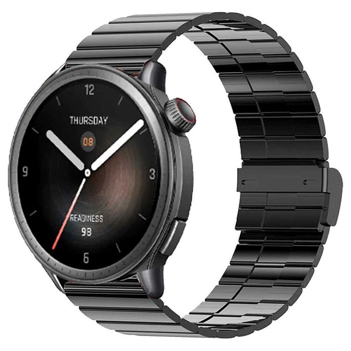 Ремінець металевий для годинника 22 мм Bead design Black / Silver