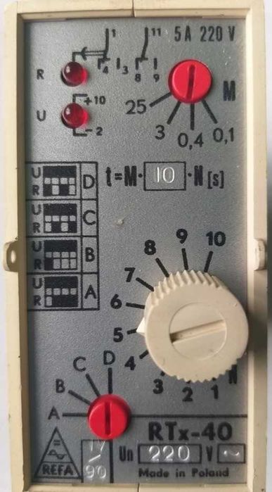 Przekaźnik czasowy RTx-40,  220V 50Hz