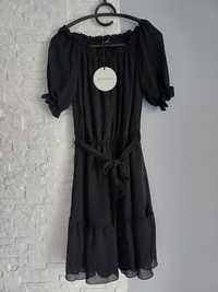 Czarna elegancka sukienka z rękawami Ette Lou