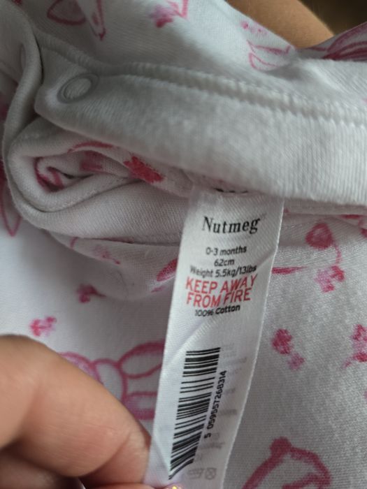 Śpioszki pajac w króliczki, Nutmeg 62cm 0-3 miesiące 100% bawełny