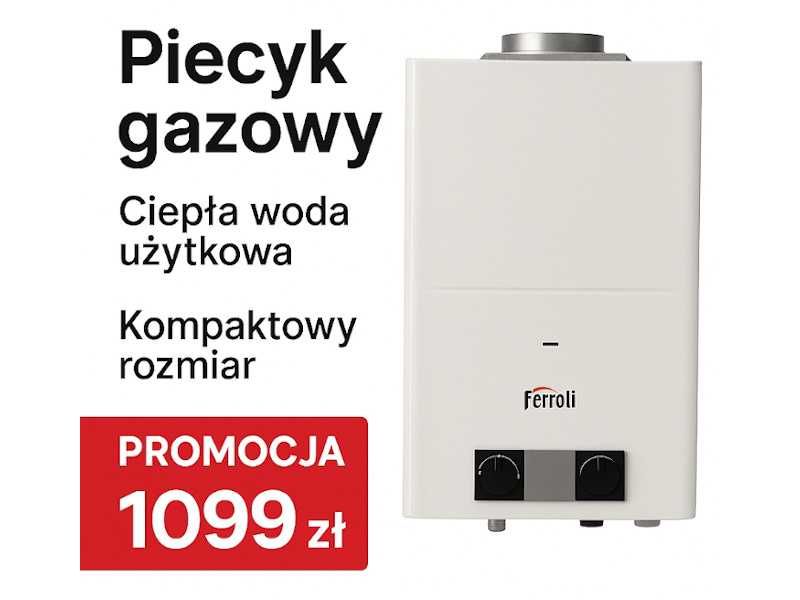Podgrzewacz wody Ferroli Pegaso – LPG i gaz ziemny – 2 lata gwarancji