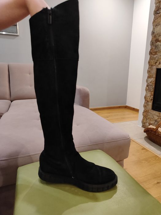 Kozaki muszkieterki zamszowe