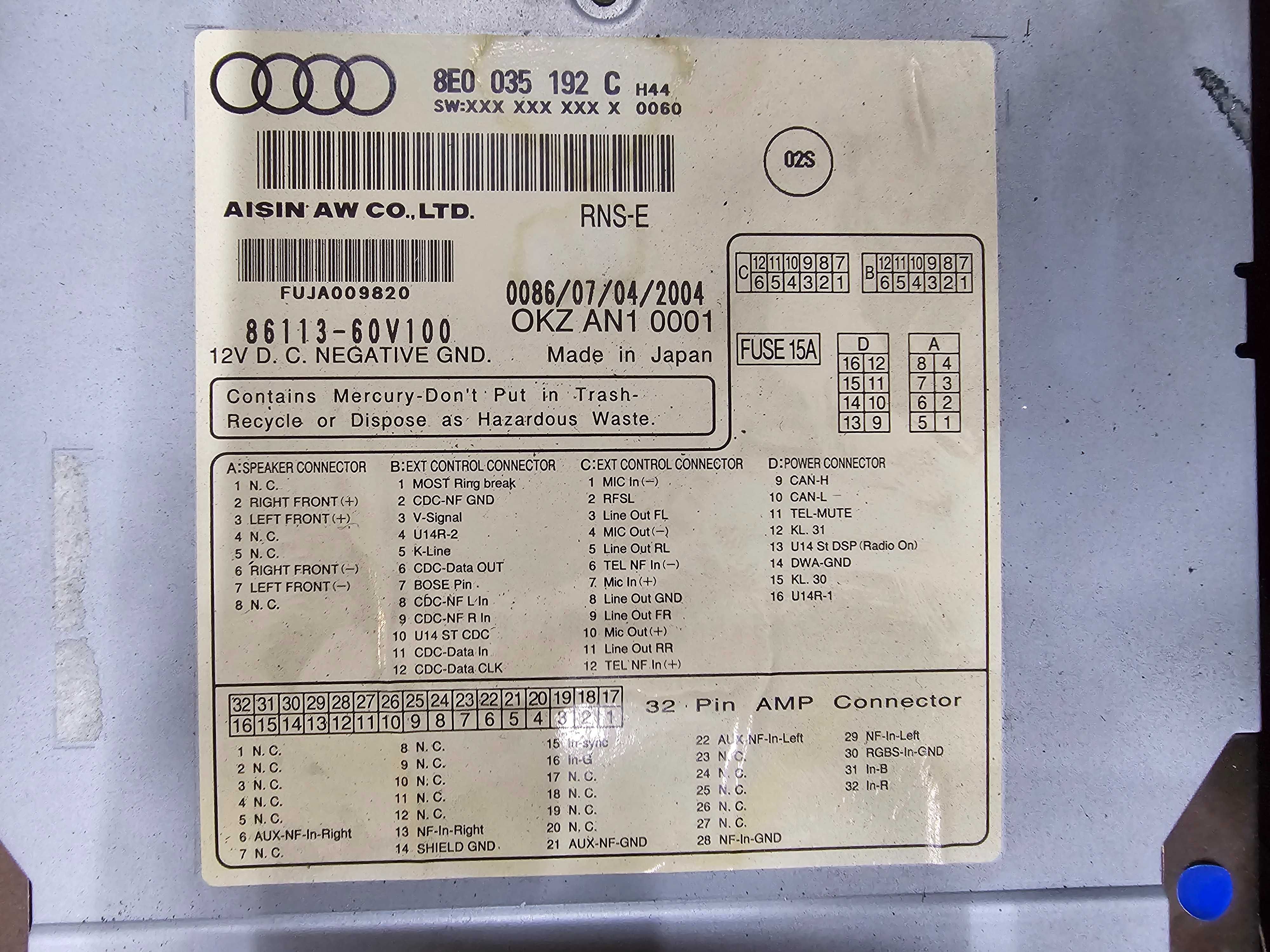 Audi A4 B6 B7 Radio Audi Navigation Plus RNS-E